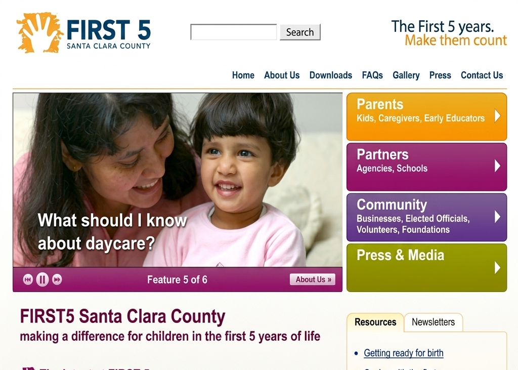 First 5 Santa Clara County website screenshot