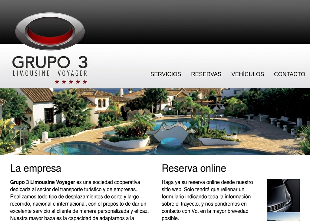 Grupo 3 Limousine Voyager website screenshot